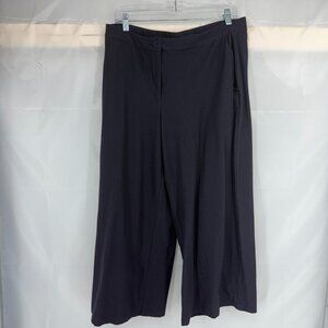 Eileen Fisher Women 12 Wide Leg Pant Cropped Navy Blue Minimalist Closet Staple